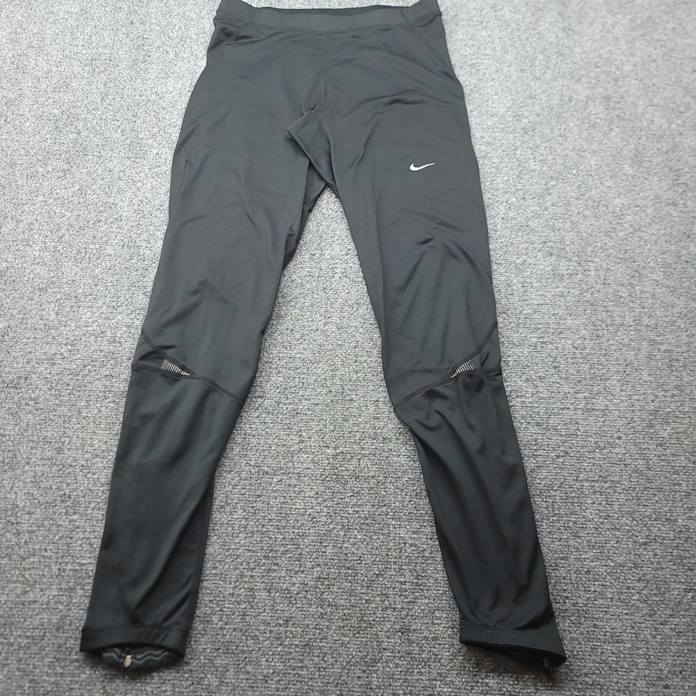 Nike Dri-FIT Mens Running Tights Black Zipper Ankle Leggings 408115-010 Size L